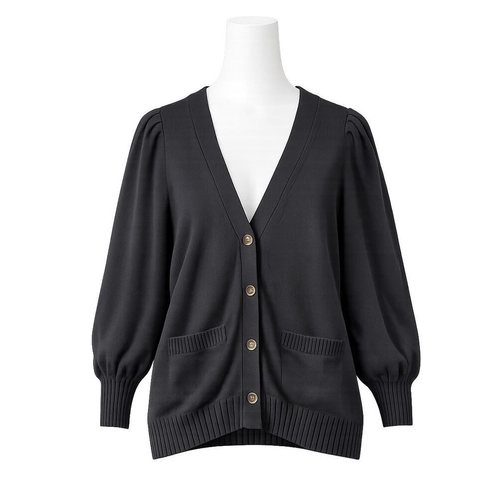 Who What Wear Puff Sleeve Cardigan - Black - Size L